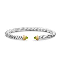 David Yurman Classic Cable Bracelet in Sterling Silver with 14K Yellow Gold and Peridot, 5mm
