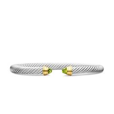 David Yurman Classic Cable Bracelet in Sterling Silver with 14K Yellow Gold and Peridot, 5mm 1