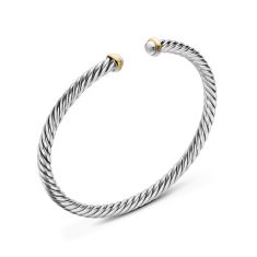 David Yurman Cable Flex Bracelet in Sterling Silver with 14K Yellow Gold, 4mm