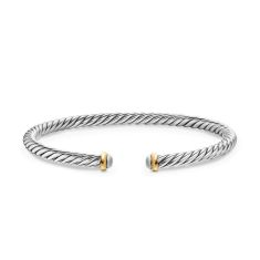 David Yurman Cable Flex Bracelet in Sterling Silver with 14K Yellow Gold, 4mm