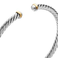 David Yurman Cable Flex Bracelet in Sterling Silver with 14K Yellow Gold, 4mm