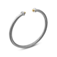 David Yurman Cable Classic Collection Bracelet with 18k Yellow Gold Domes and Diamonds, 4mm