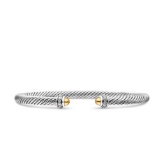 David Yurman Cable Classic Collection Bracelet with 18k Yellow Gold Domes and Diamonds, 4mm 1