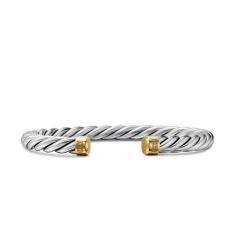 David Yurman Cable Cuff Bracelet in Sterling Silver with 18K Yellow Gold, 6mm 1