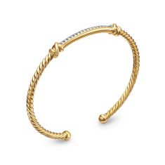 David Yurman Petite Helena Cablespira Station Bracelet in 18K Yellow Gold with Diamonds, 3mm