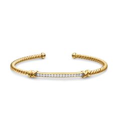 David Yurman Petite Helena Cablespira Station Bracelet in 18K Yellow Gold with Diamonds, 3mm