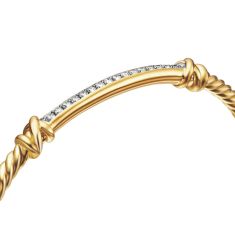 David Yurman Petite Helena Cablespira Station Bracelet in 18K Yellow Gold with Diamonds, 3mm