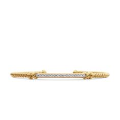 David Yurman Petite Helena Cablespira Station Bracelet in 18K Yellow Gold with Diamonds, 3mm