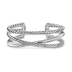 David Yurman Bold Crossover Three Row Cuff Bracelet in Sterling Silver, 19mm