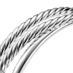 David Yurman Bold Crossover Three Row Cuff Bracelet in Sterling Silver, 19mm