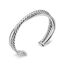 David Yurman Crossover Two Row Cuff Bracelet in Sterling Silver, 10.7mm