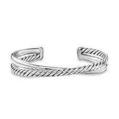 David Yurman Crossover Two Row Cuff Bracelet in Sterling Silver, 10.7mm