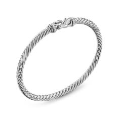 David Yurman Cable Flex Buckle Bracelet in Sterling Silver with Diamonds, 4mm