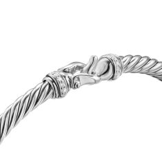 David Yurman Cable Flex Buckle Bracelet in Sterling Silver with Diamonds, 4mm