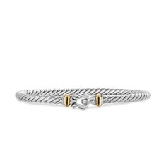 David Yurman Cable Flex Buckle Bracelet in Sterling Silver with 14K Yellow Gold, 4mm