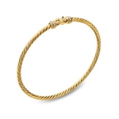 David Yurman Micro Cablespira Flex Buckle Bracelet in 18K Yellow Gold with Diamonds, 2.6mm