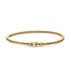 David Yurman Micro Cablespira Flex Buckle Bracelet in 18K Yellow Gold with Diamonds, 2.6mm