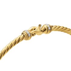 David Yurman Micro Cablespira Flex Buckle Bracelet in 18K Yellow Gold with Diamonds, 2.6mm