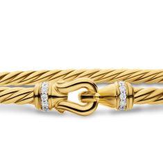 David Yurman Micro Cablespira Flex Buckle Bracelet in 18K Yellow Gold with Diamonds, 2.6mm