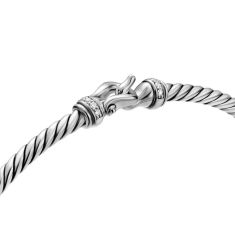 David Yurman Micro Cable Flex Buckle Bracelet in Sterling Silver with Diamonds, 2.6mm