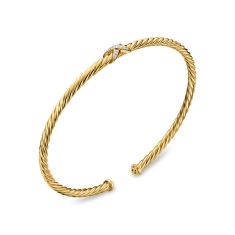 David Yurman Micro Cablespira Flex Petite X Bracelet in 18K Yellow Gold with Diamonds, 2.6mm