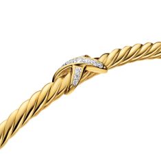 David Yurman Micro Cablespira Flex Petite X Bracelet in 18K Yellow Gold with Diamonds, 2.6mm