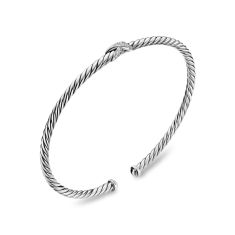 David Yurman Micro Cable Flex Petite X Bracelet in Sterling Silver with Diamonds, 2.6mm