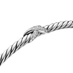 David Yurman Micro Cable Flex Petite X Bracelet in Sterling Silver with Diamonds, 2.6mm
