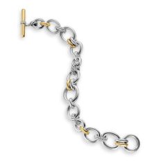 David Yurman DY Mercer Chain Bracelet in Sterling Silver with 18K Yellow Gold and Diamonds, 8mm