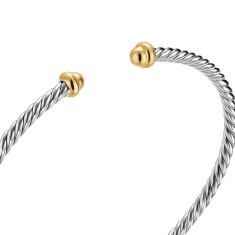 David Yurman Micro Cable Flex Bracelet in Sterling Silver with 14K Yellow Gold, 2.6mm