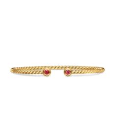 David Yurman Micro Cablespira Flex Round Bracelet in 18K Yellow Gold with Rubies, 2.6mm 1