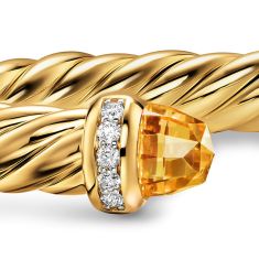 David Yurman Cablespira Flex Bracelet in 18K Yellow Gold with Citrine and Diamonds, 6mm