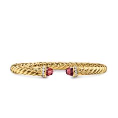David Yurman Cablespira Flex Bracelet in 18K Yellow Gold with Rhodolite Garnet and Diamonds, 6mm 1