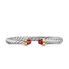 David Yurman Cable Flex Bracelet in Sterling Silver with 14K Yellow Gold and Rhodolite Garnet, 6mm 1