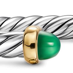 David Yurman Cable Flex Bracelet in Sterling Silver with 14K Yellow Gold and Green Onyx, 6mm