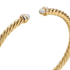 David Yurman Cablespira Flex Bracelet in 18K Yellow Gold with Diamonds, 4mm