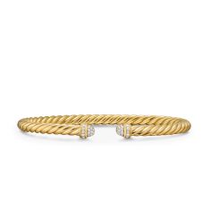 image of David Yurman Cablespira Flex Bracelet in 18K Yellow Gold with Diamonds, 4mm with sku:B18730D88ADIDI