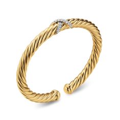 David Yurman Cablespira Flex X Bracelet in 18K Yellow Gold with Diamonds, 6mm