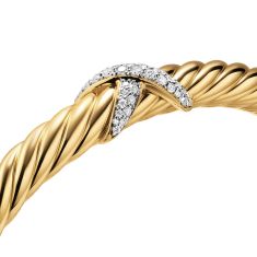 David Yurman Cablespira Flex X Bracelet in 18K Yellow Gold with Diamonds, 6mm