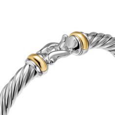David Yurman Cable Flex Buckle Bracelet in Sterling Silver with 14K Yellow Gold, 6mm