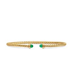David Yurman Micro Cablespira Flex Bracelet in 18K Yellow Gold with Emeralds, 2.6mm 1