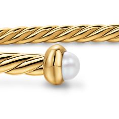 David Yurman Micro Cablespira Flex Bracelet in 18K Yellow Gold with Pearls, 2.6mm