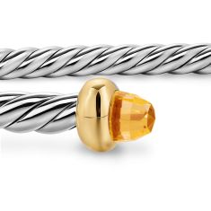 David Yurman Micro Cable Flex Bracelet in Sterling Silver with 14K Yellow Gold and Citrine, 2.6mm