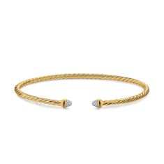 David Yurman Micro Cablespira Flex Bracelet in 18K Yellow Gold with Diamonds, 2.6mm