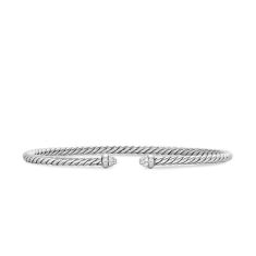 David Yurman Micro Cable Flex Bracelet in Sterling Silver with Diamonds, 2.6mm 1
