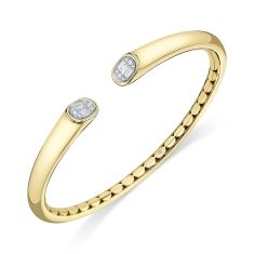 Shy Creation 1/5ctw Baguette Diamond 14k Yellow Gold Bangle Bracelet
