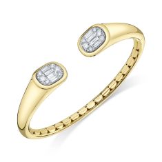 Shy Creation 1ctw Baguette Diamond 14k Yellow Gold Bangle Bracelet