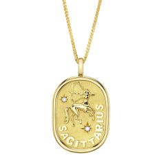 Shy Creation Diamond Accent 14k Yellow Gold Zodiac Sagittarius Archer Star Pendant Necklace 1