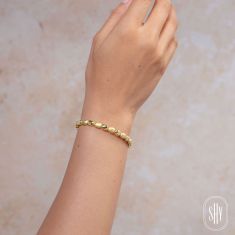 Shy Creation 14k Yellow Gold Matte Bangle Bracelet