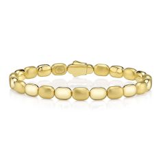 Shy Creation 14k Yellow Gold Matte Bangle Bracelet 1